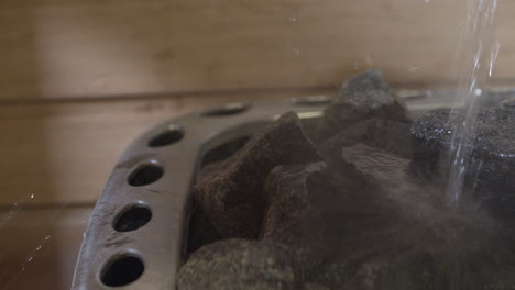 Closeup-view-with-the-pile-of-rocks-on-sauna-heater