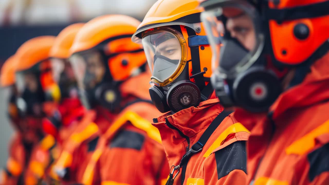 Bomberos con equipo de protección