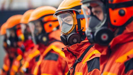 bomberos con equipo de protección