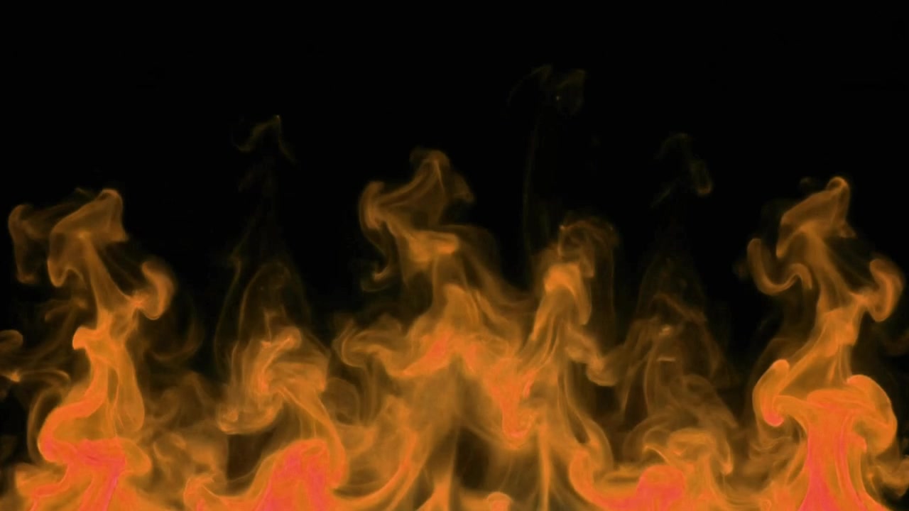 Realistiske ildflammer der stiger op mod en sort baggrund