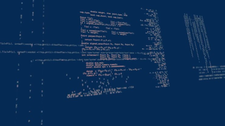 Animazione dell'elaborazione dati su sfondo blu navy