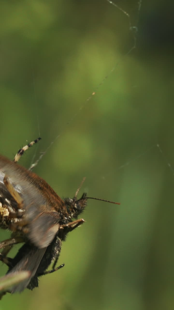 una araña capturando una mariposa