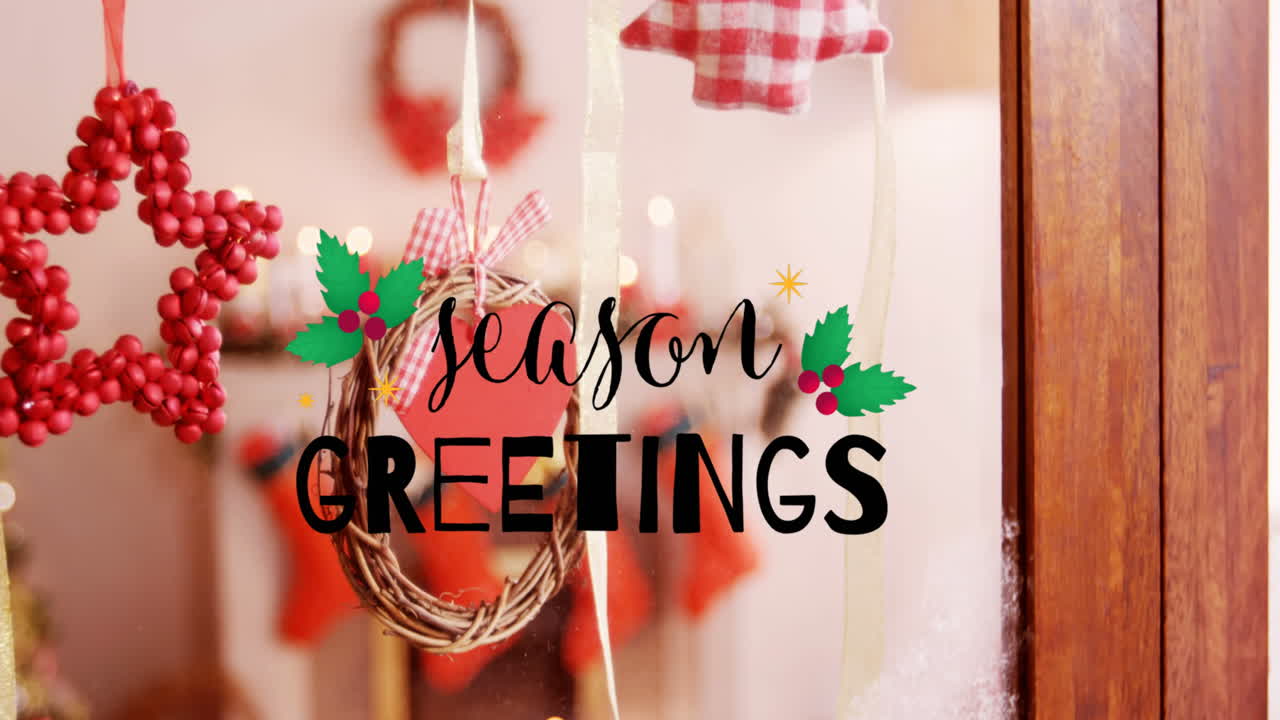 크리스마스 인사 의 애니메이션 장식 위 의 텍스트