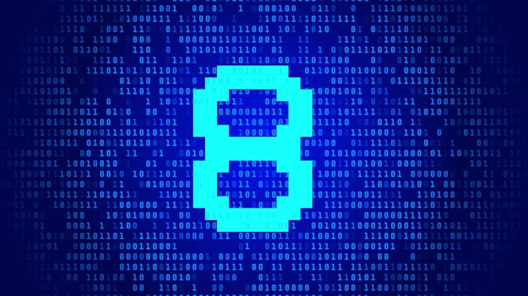Binary Code with Pixelated Numbers 7 and 3