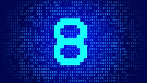 Binary Code with Pixelated Numbers 7 and 3
