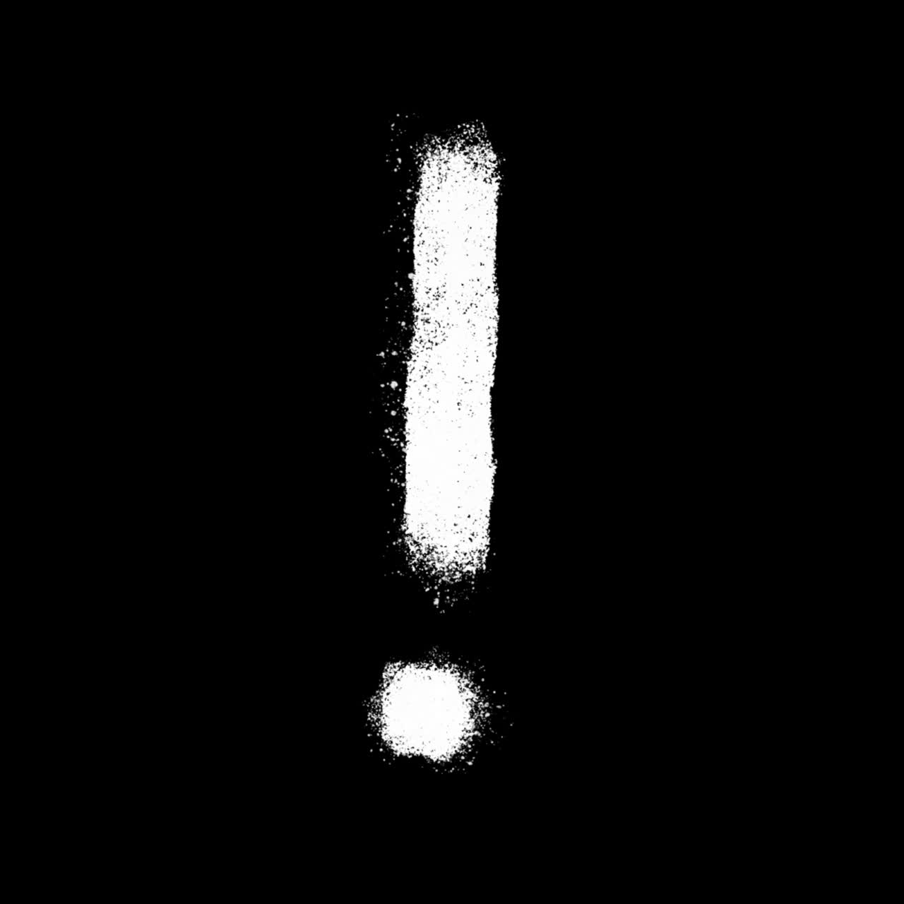 White Spray Paint Exclamation Mark on Black Background