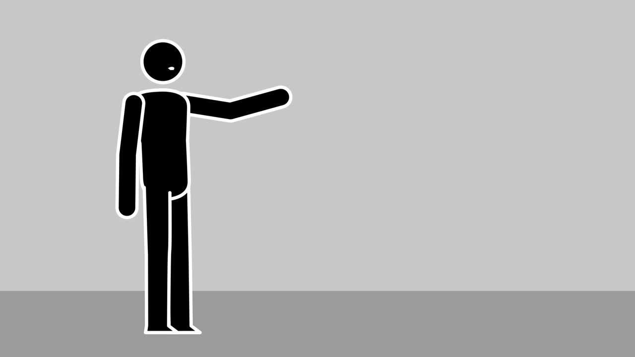 만화 스틱 인형 남성 캐릭터 대화 스피커 루프 애니메이션 루마 매트