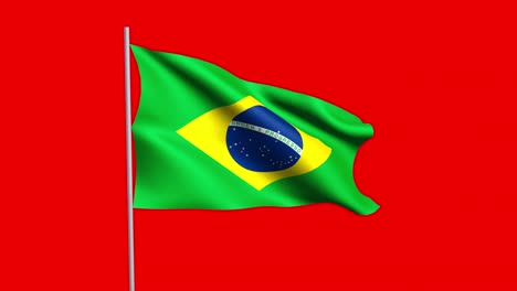 loop sem costura 4k vdo. bandeira nacional do brasil soprando no vento isolado. design abstrato patriótico oficial. ilustração de renderização 3d do símbolo de sinalização ondulante.