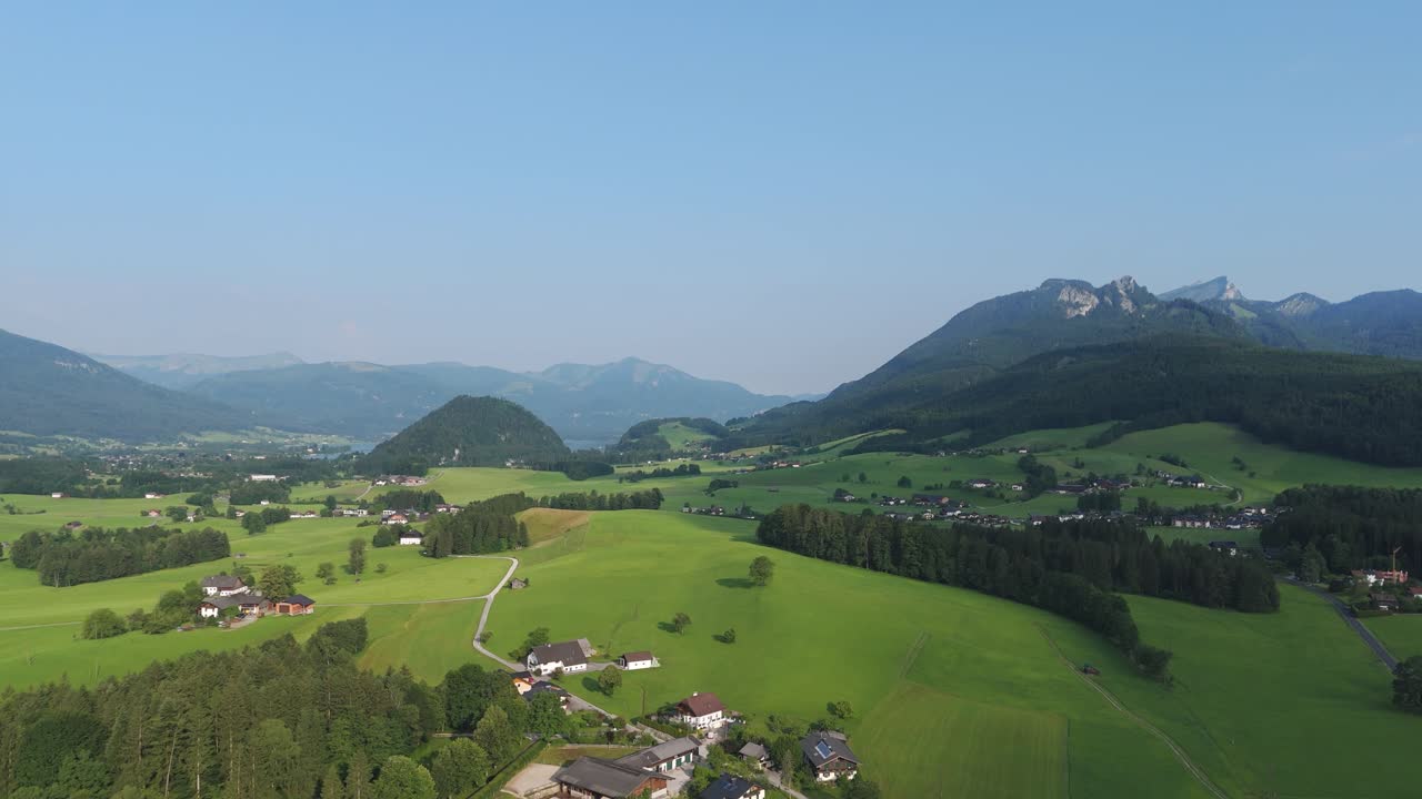Alpine valley with summer meadows that separates Upper Austria and Salzburgerland.