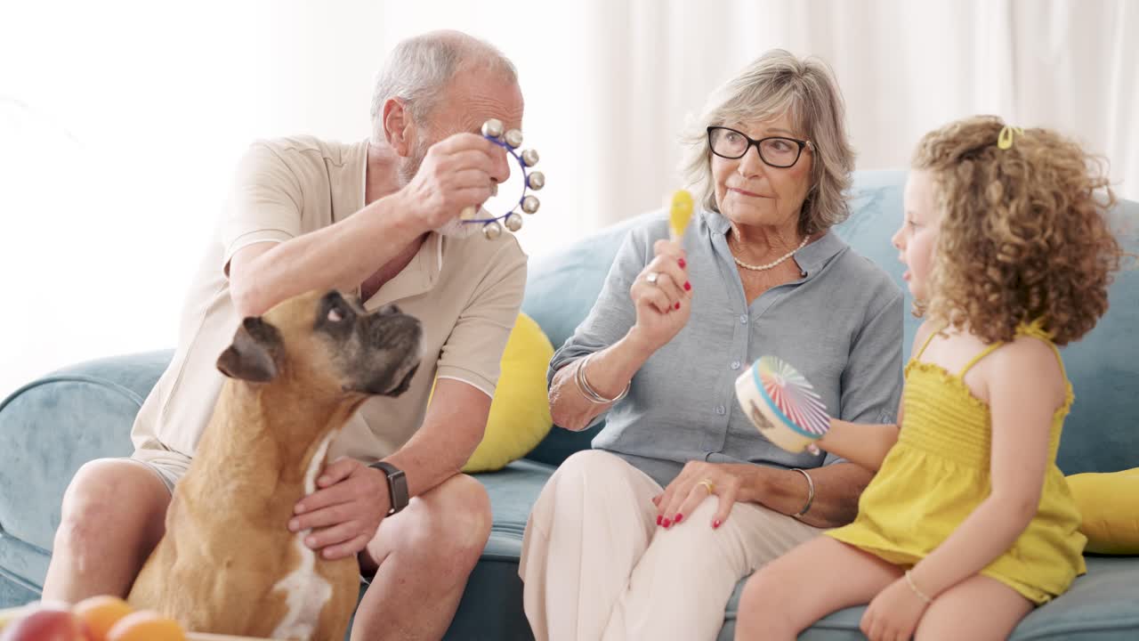 Family Time with Grandparents, Grandchild, and Dog