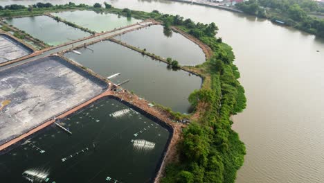 aerial view of shrimp farmland countryside