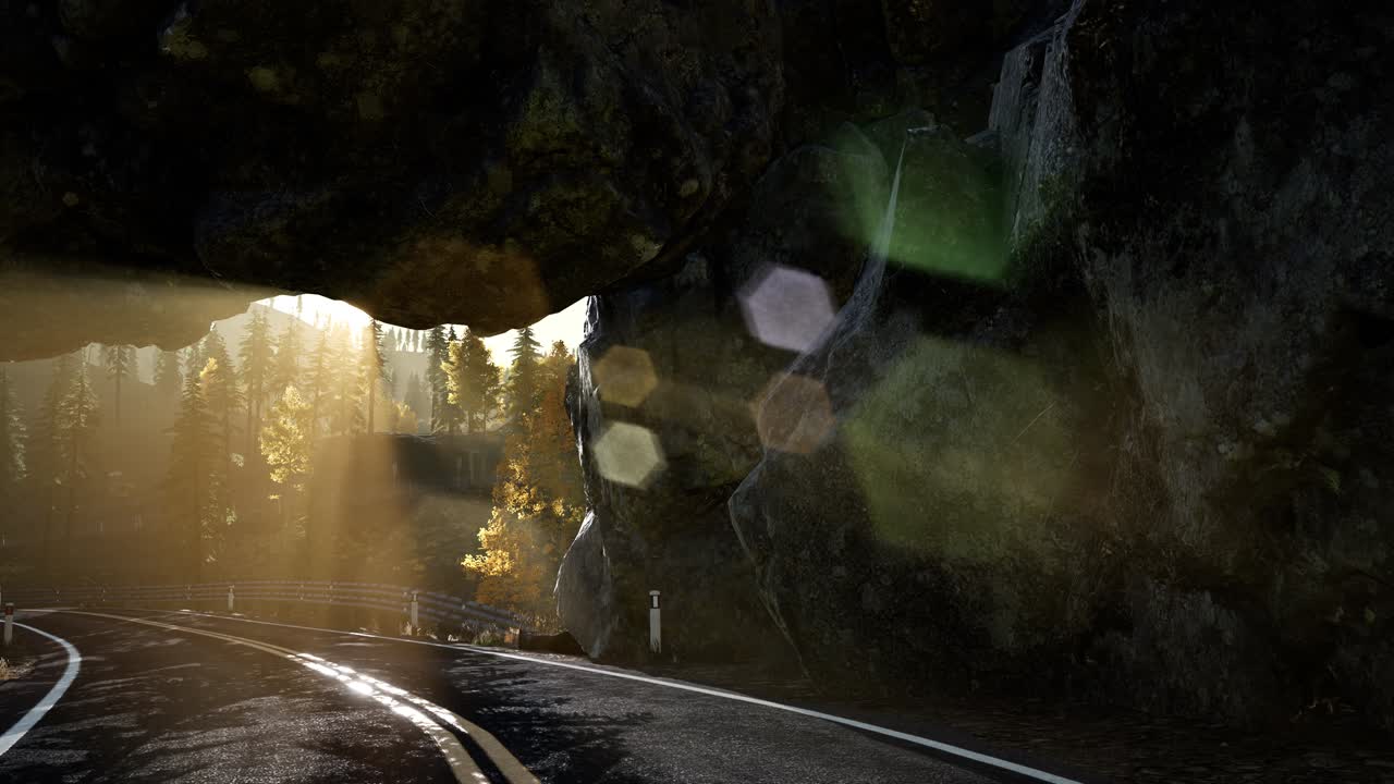 산 속 의 바위 로운 도로