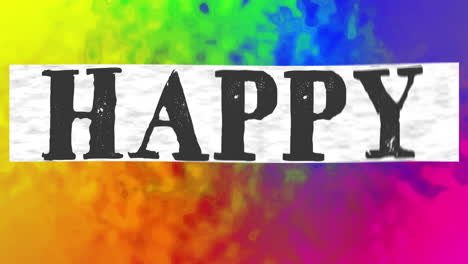 animation of happy halloween text on colourful background