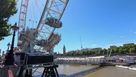 the london eye rotates under a clear blue sky