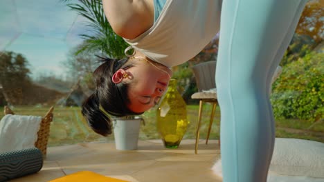 young asian woman doing yoga poses