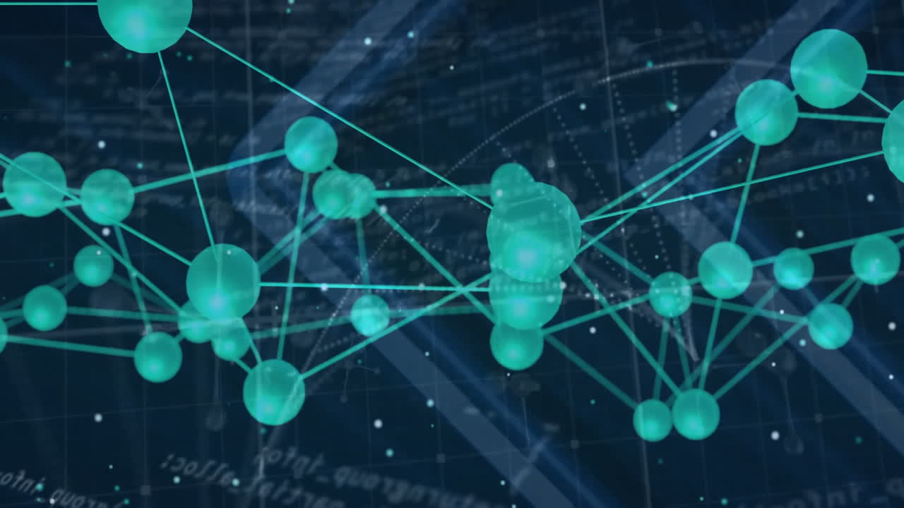 Animation of connected spheres with mathematical equations in school background