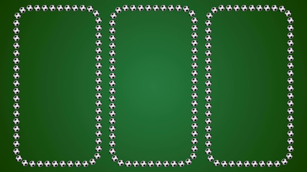 футбольные мячи тройной рамки границы экрана футбол зеленый фон