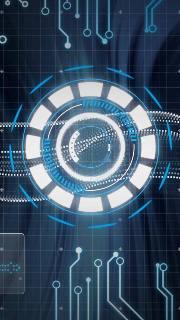 Animazione di elaborazione dati digitale su rete di connessioni e scansione dello scope