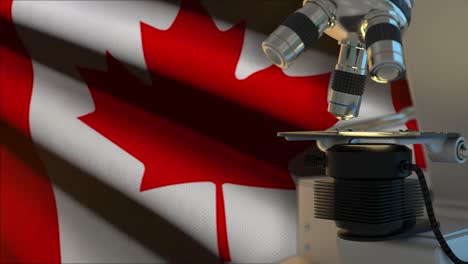 60 fps concepto de ciencia de canadá con bandera coloreada en rojo, blanco ondeando, uhd 4k 3d video de fondo