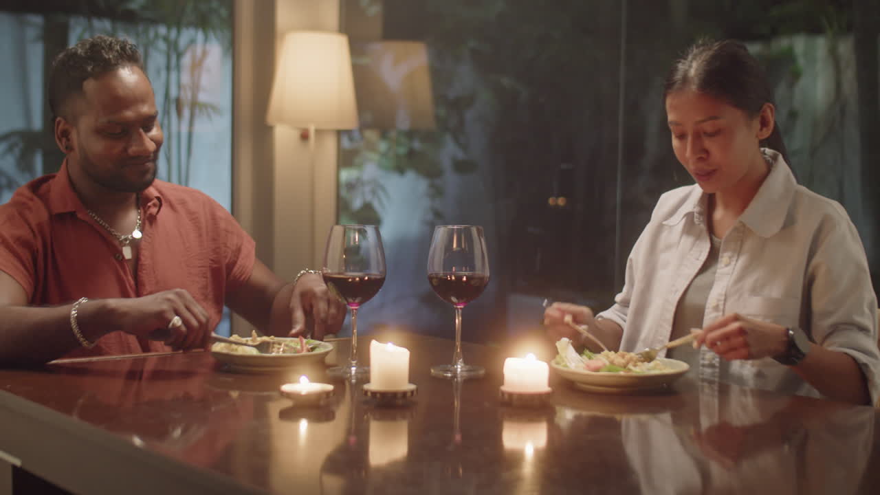 Couple Drinking Wine on Dinner at Home