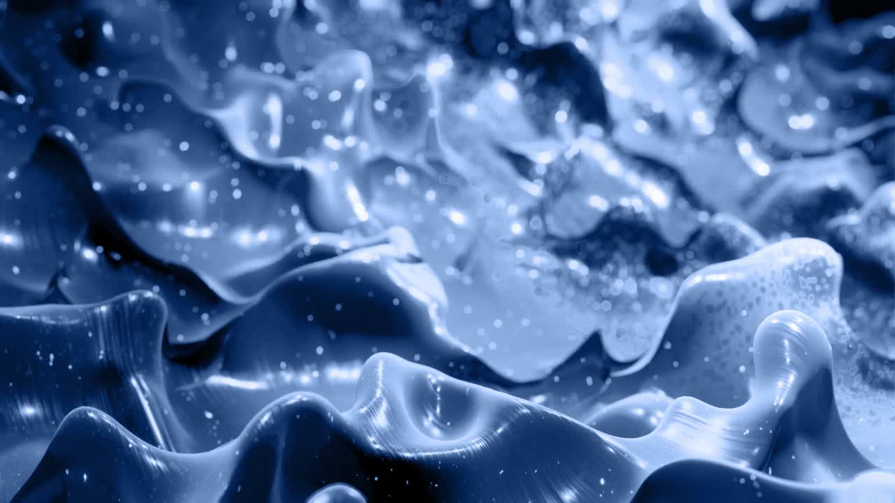 4k에서 액체 검은색 그라디언트의 부드러운 애니메이션; 추상적인 루프 스타일의 배경으로 반이는 페인트 표면; 물방울처럼 표면에 3d 스플래시와 함께 점성 액체에서 반이는 모노크롬