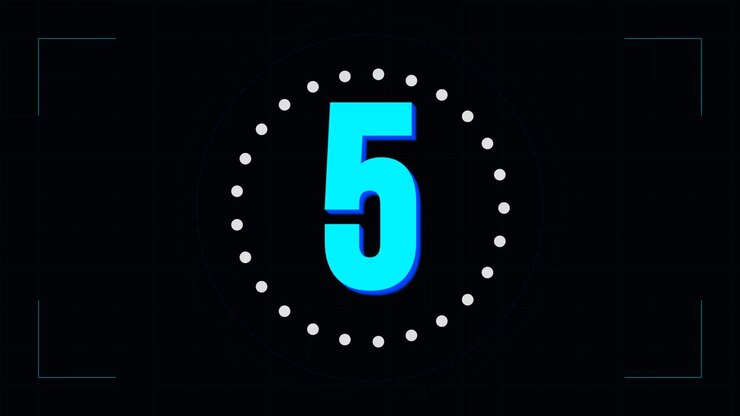 Digital Countdown Timer from Ten to Zero on Black Background