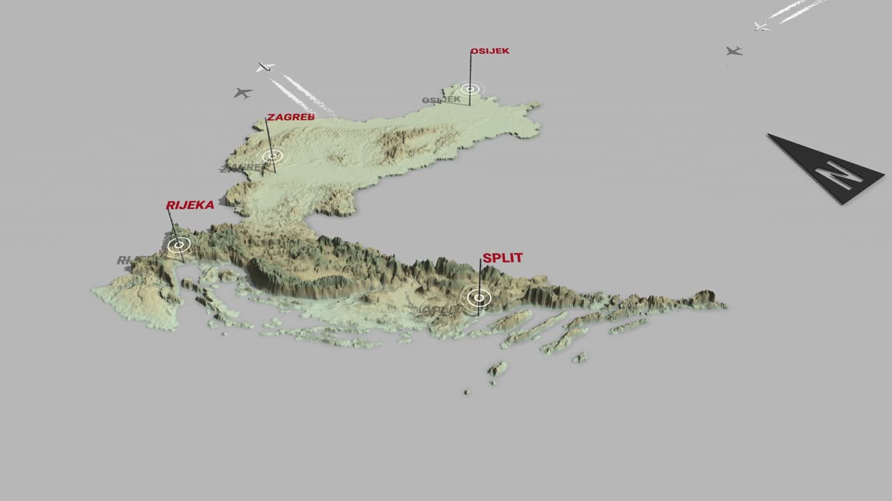 3d 지형 지도 크로아티아
