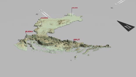 mapa del terreno en 3d de croacia