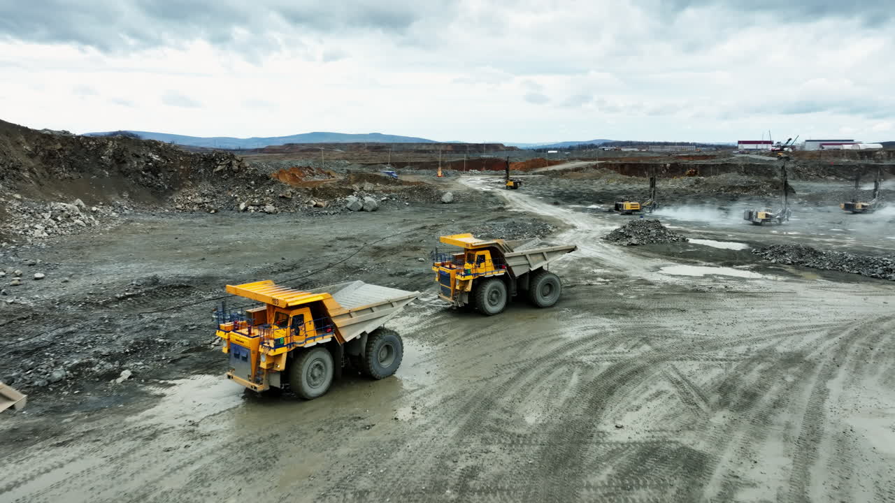 Open Pit Mine with Dump Trucks