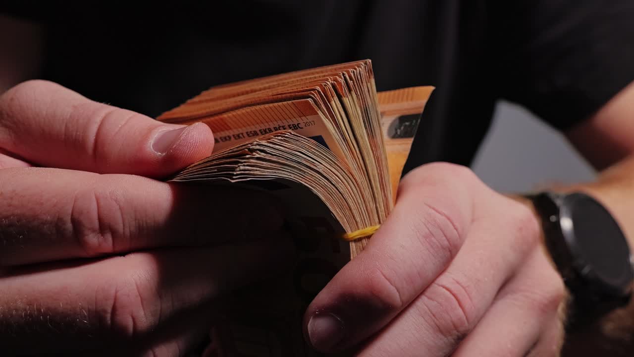 Euro Bills Flipped Like Book Pages, Slow Motion, Shadow Economy and Instability