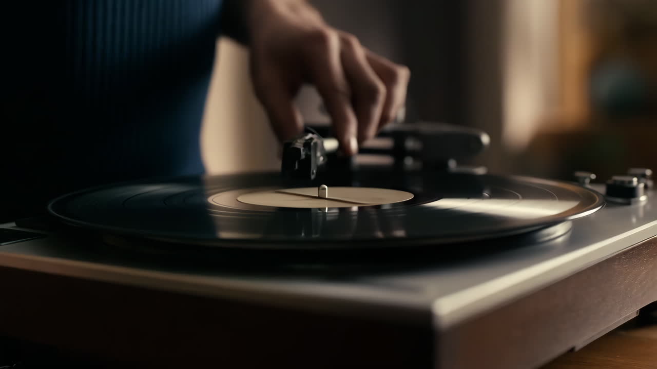 Placing a Vinyl Record on a Turntable