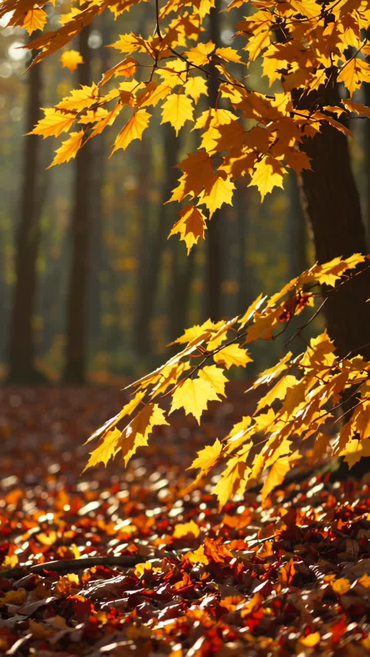 la luz del sol del bosque de otoño