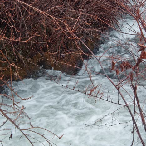 white mountain stream water falling down