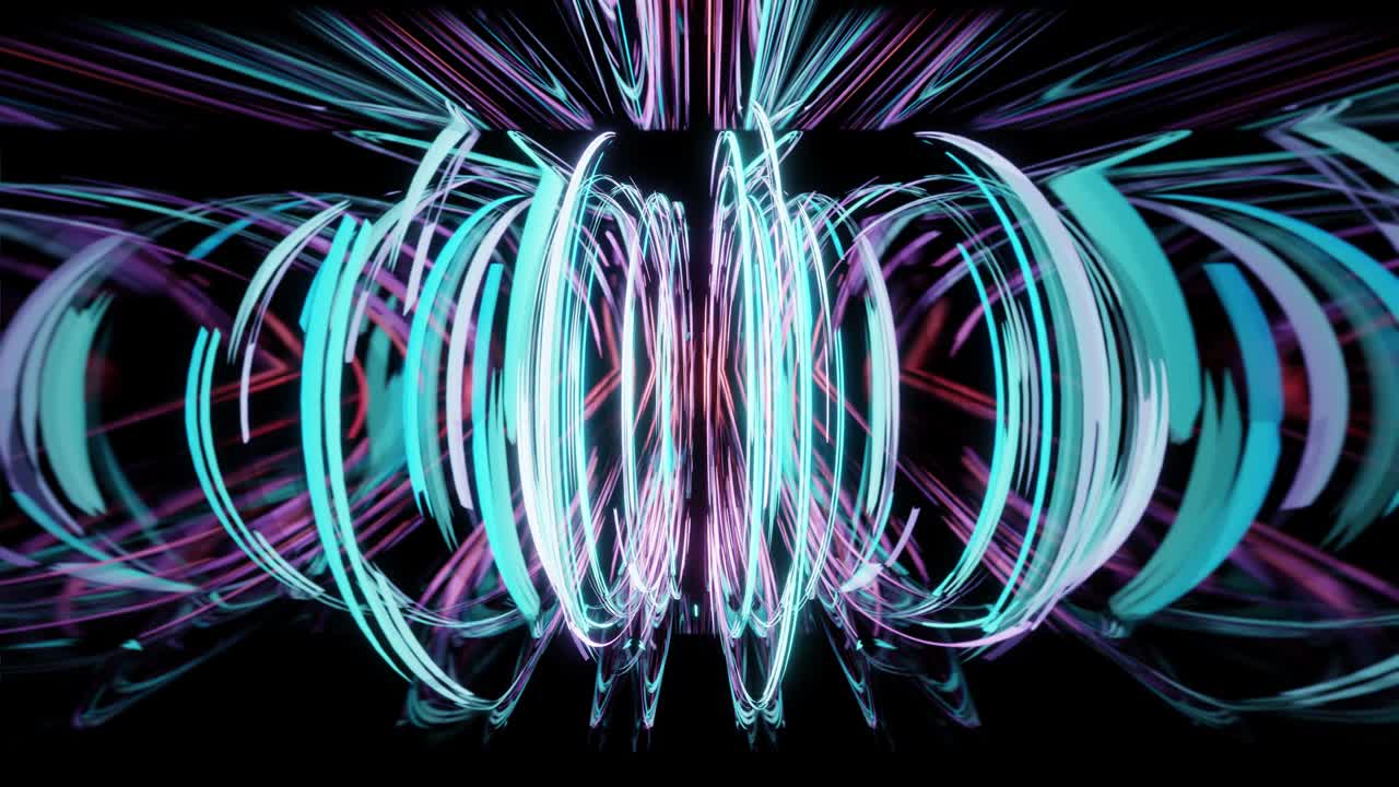 Light stripes moving fast over dark background