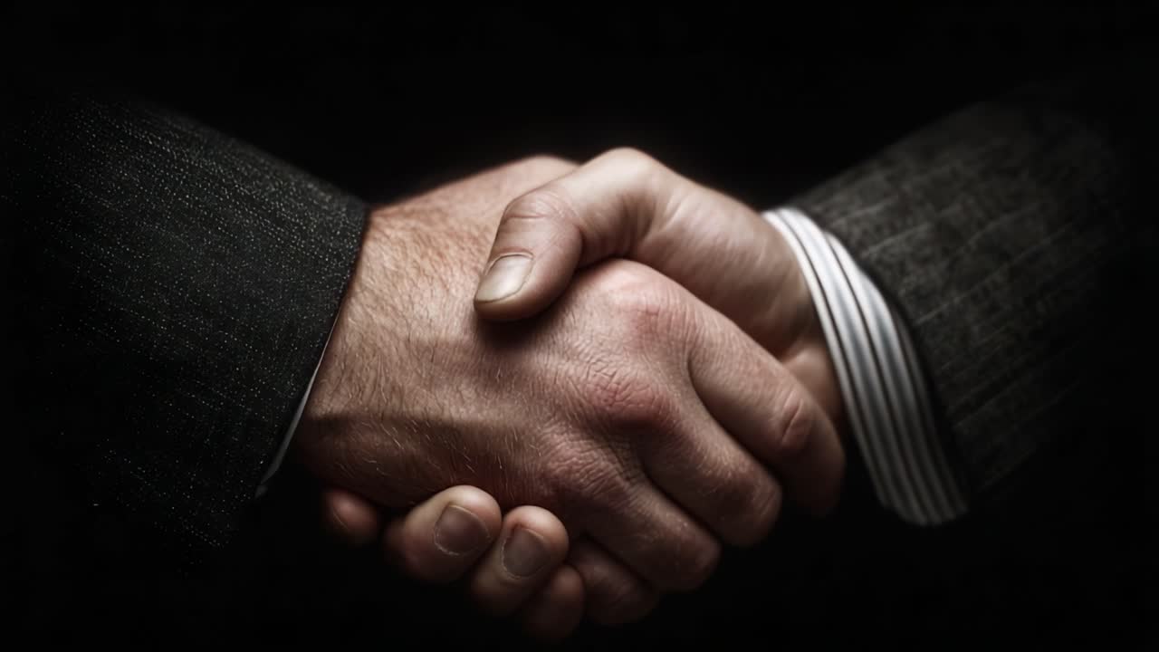 A Moment of Agreement: Two Hands Firmly Shake in a Gesture of Trust and Partnership, Symbolizing Cooperation and Mutual Respect in a Professional Scenario