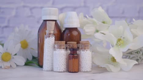 homeopathic remedies in glass bottles