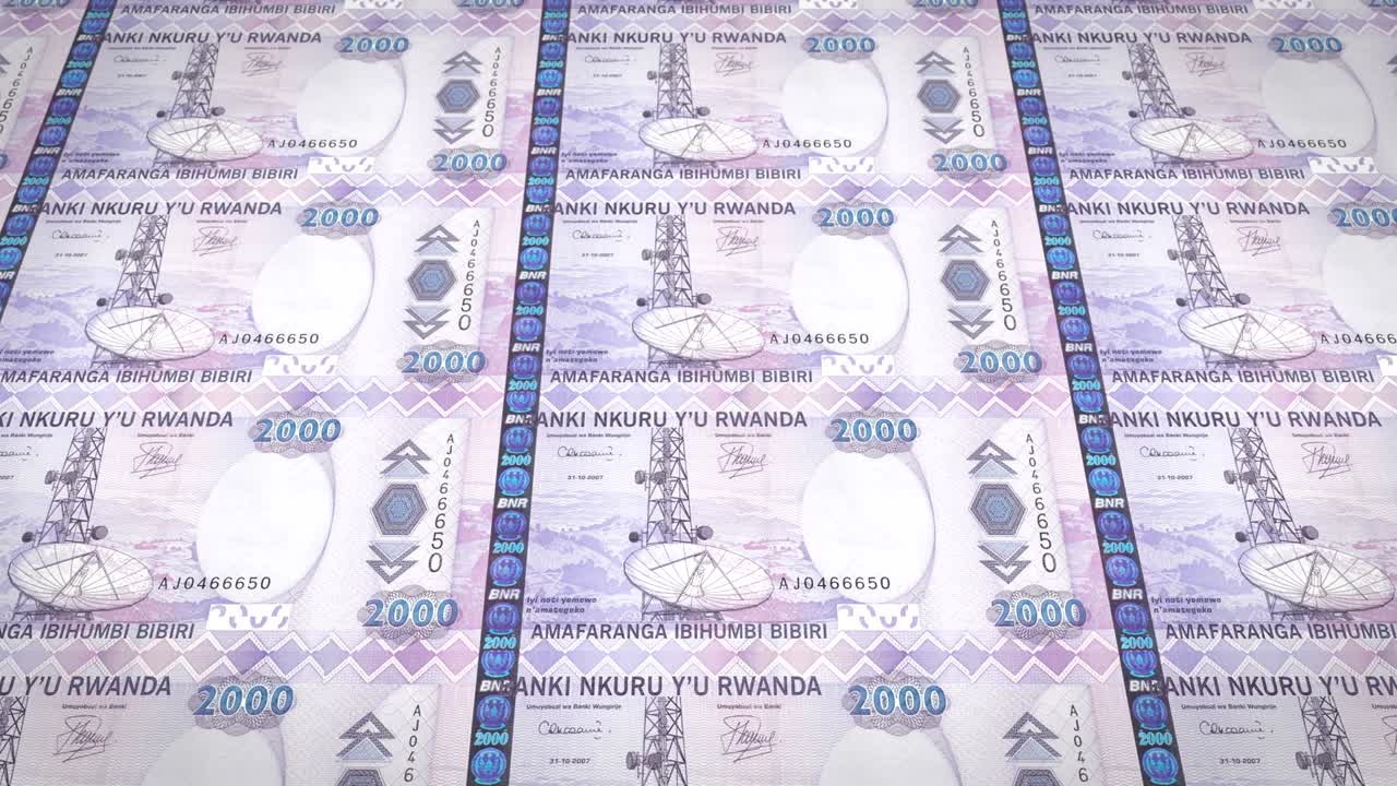 billetes de dos mil francos ruandeses de ruanda, dinero en efectivo, bucle