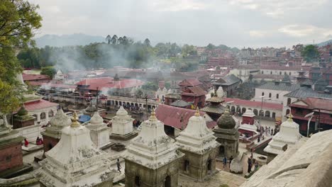 kathmandu pashupatinath temple in nepal, hindu religious site for cremation ceremony and funerals in hinudism, a famous popular tourist site in kathmandu