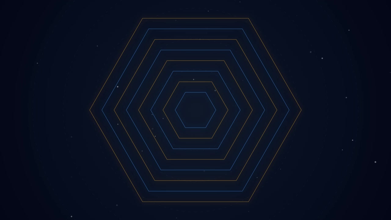 Abstract Motion Graphic Featuring Concentric Hexagonal Lines on Dark Background