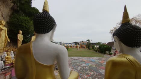 fpv drone shot of buddha at the thai temple