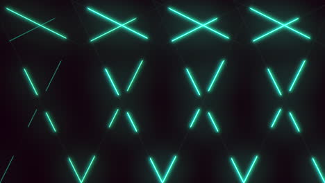 a vibrant display of neon green lines forming a diagonal geometric pattern, intersecting and running parallel, in an abstract composition that evokes a sense of structured chaos