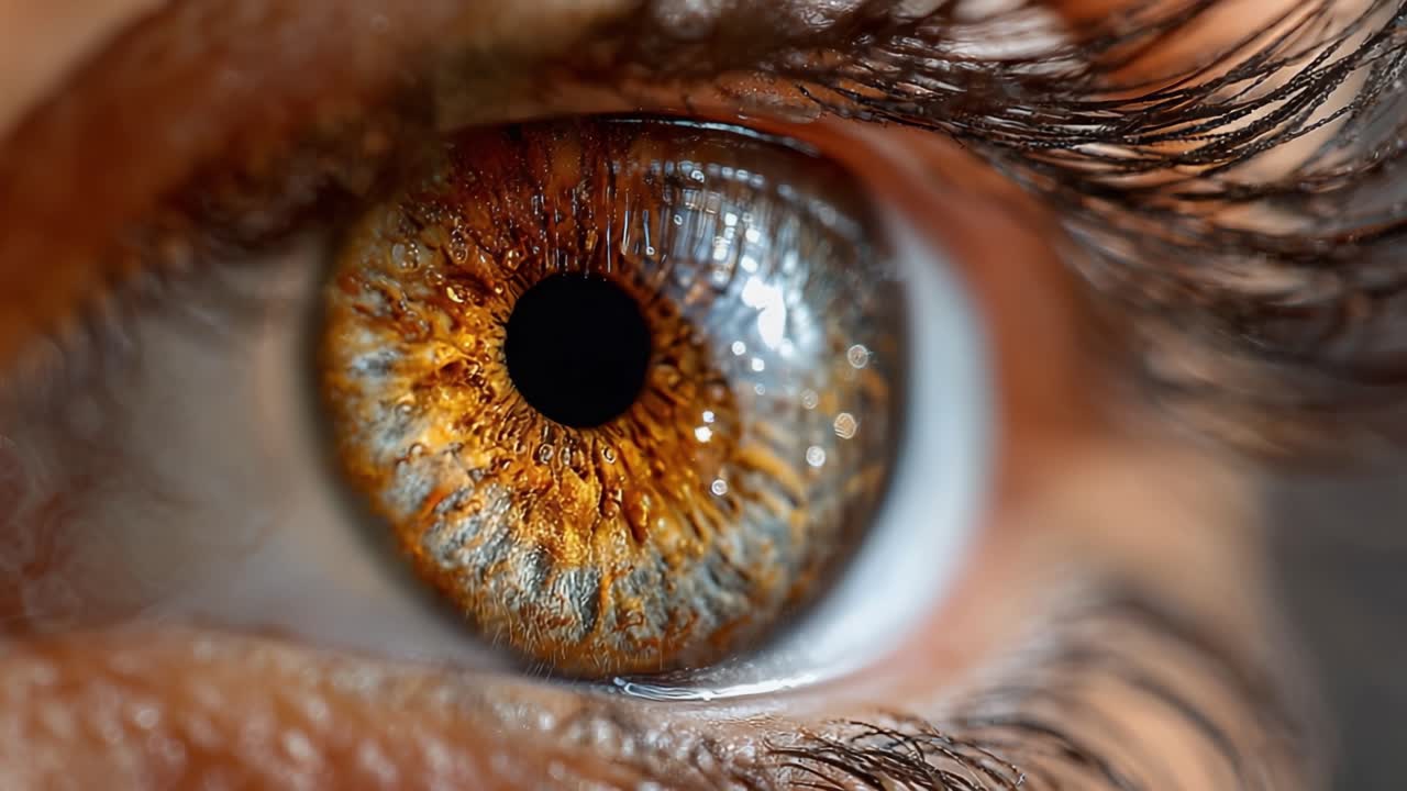 A Close-Up Perspective of an Intricately Colored Eye Capturing the Unique Patterns and Vibrant Hues Found Within the Iris and Pupil Structure