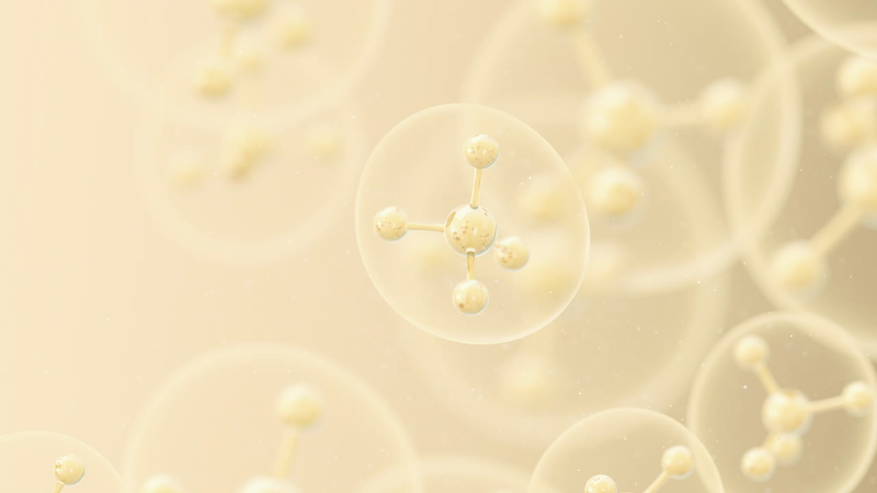 액체 배경으로 세포 구조, 3d 렌더링