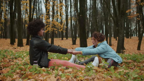 Two-women-stretching-outdoors