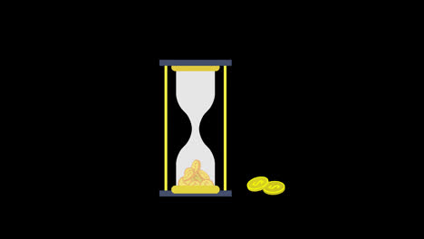 El-Tiempo-Es-Dinero-Icono-De-Reloj-De-Arena-Animación-Bucle-Gráficos-En-Movimiento-Video-Fondo-Transparente-Con-Canal-Alfa
