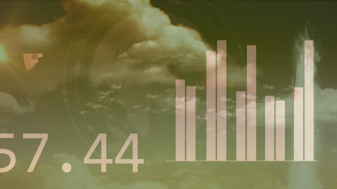 анимация обработки финансовых данных через облака