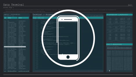 animación del icono del teléfono inteligente y procesamiento de datos