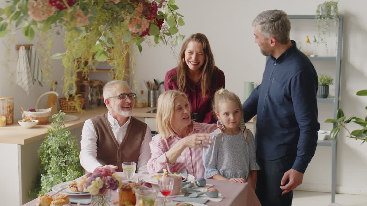 Family Taking Selfie on Easter Dinner
