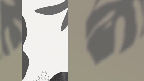 수직  ⁇  패널과 회색 배경에 회색 잎 모양의 애니메이션