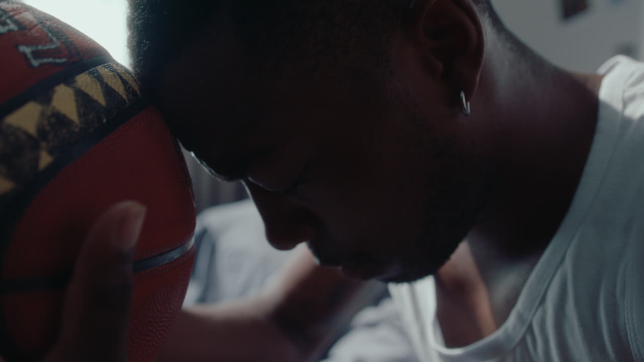 Black Basketball Player Feeling Nervous before Game